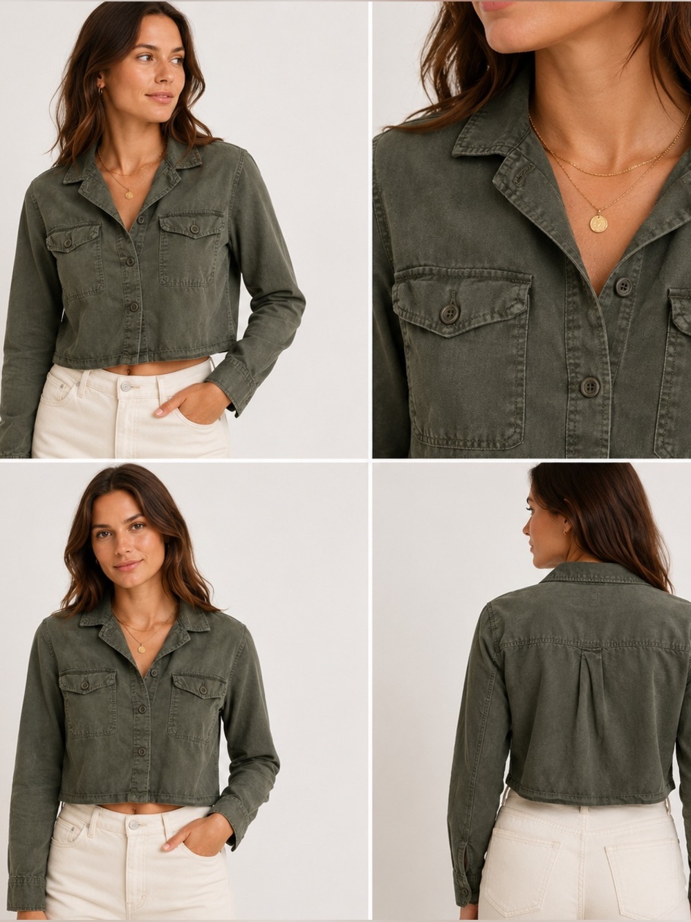 Sanctuary Olive Waist Length Button Down